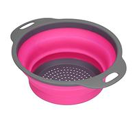 ANKROYU Collapsible Drain Basket Silicone Foldable Vegetable Fruit Washing Basket with Handle for Kitchen Countertop Storage Space Saving Durable Dishwasher Safe PP TPR Material (Round Small Size)