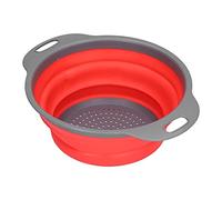 ANKROYU Collapsible Drain Basket Silicone Foldable Vegetable Fruit Washing Basket with Handle for Kitchen Countertop Storage Space Saving Durable Dishwasher Safe PP TPR Material (Round Small Size)