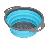 ANKROYU Collapsible Drain Basket Silicone Foldable Vegetable Fruit Washing Basket with Handle for Kitchen Countertop Storage Space Saving Durable Dishwasher Safe PP TPR Material (Round Small Size)