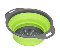 ANKROYU Collapsible Drain Basket Silicone Foldable Vegetable Fruit Washing Basket with Handle for Kitchen Countertop Storage Space Saving Durable Dishwasher Safe PP TPR Material (Round Small Size)