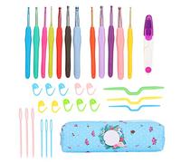 ANKROYU Color TPR Soft Handle Crochet Set 12Pcs DIY Hand Woven Small Floral Bag Knitting Tools Complete Kit with Scissors Pins Needles for Beginners Professionals Crafters Crocheti