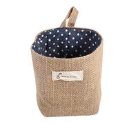 ANKROYU Cotton Linen Hanging Storage Bag Foldable Organizer Basket Bin Lightweight for Home Bedroom Office Decor Blue Stripe Khaki Stripe Red Stripe Khaki Dots Blue Dots Red Dots (Blue dots)