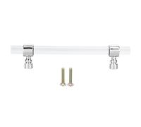 ANKROYU Crystal Acrylic Cabinet Handles Transparent Modern Elegant Easy Install Drawer Pulls for Wardrobes Dressers Zinc Alloy Hardware 80g Includes 2 Screws (B01277S Hole Distance 96-Bright Silver)