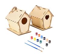 ANKROYU DIY Wooden Bird House Kit with Paint Set Creative Craft Project for Outdoor Hanging Bird Cage Decoration Educational Art Activity for Aged 7-12 Composite Wood Material 16.5