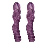 ANKROYU Doll Hair Wig High Temperature Soft Silk Roman Curly Hair Clip Type for Doll Remodeling 2PCS 25cm Length (Purple)
