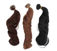 ANKROYU Doll Wigs Long Curly High Temperature Soft Silk Roman Style 3 Pack Hair Set for 1/8 1/12 Ball Joint Dolls Black Dark Light Brown Styling Accessories