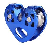 ANKROYU Double Axis Dual Pulley Heart Shaped Rock Climbing Equipment Heavy Duty Mountaineering Gear for Outdoor Exploration and Aerial Work Aviation Aluminum Alloy Blue 292g