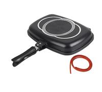 ANKROYU Double Sided Non Stick Frying Pan Flip Barbecue Cooking Tool with Anti Scalding Handle for Home Outdoor Party Aluminum Cookware 46x36x7cm