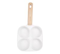 ANKROYU Egg Frying Pan 4 Cup Non Stick Pancake Pan Aluminum Alloy Skillet for Breakfast Cooking Ergonomic Wooden Handle Compact Design