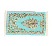ANKROYU Embroidered Prayer Rug Polyester Double Layer Soft Comfortable Meditation Carpet Vase Design for Home Mosque Pilgrimage Durable Easy Clean 110x70cm (Blue)