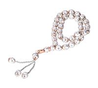 ANKROYU Exquisite Flower Pattern Beads Rosary 33 Grains Religious Prayer Necklace Durable Metal Beads for Catholic Christian Worship Meditation Gift (White)