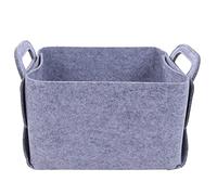ANKROYU Felt Storage Basket Organizer Portable Durable Foldable Storage Box for Home Clothes Toys Books NonWoven Felt Fabric Gray 36x23.7x25cm