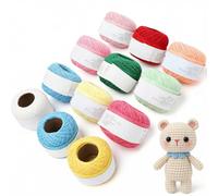 ANKROYU Fine Cotton Yarn， 1mm Ultra Thin Lace Weight Crochet Thread (63g per Ball) | 12 Color Set for Delicate Knitting， Baby Clothes， Amigurumi & DIY Crafts