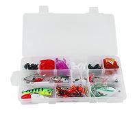 ANKROYU Fishing Lures Kit 100pcs Pencil Popper Soft Baits Tackle Box Set with Metal Plastic PVC Material for Freshwater Saltwater Anglers 25x12x3cm