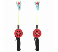 ANKROYU Fishing Rod Set, 2 PCS ABS Ice Fishing Pole with Shrimp Clamp, 33.7 cm Compact Design, 4.5 m Nylon Line Reel, Portable Kit for Young Anglers