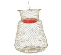 ANKROYU Foldable Fish Basket, Stainless Steel Round Fishing Cage with Floating Bowl Lid, Spring Door Bottom for Shrimp Crab Trapping, Portable Collapsible Design