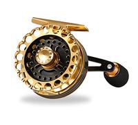 ANKROYU Full Metal Ice Fishing Reel Smooth Left Right Hand Retrieve Raft Fishing Reel Tackle Durable Aluminum Alloy Lightweight 2.6:1 Gear Ratio Ergonomic EVA Handle Knobs Black Go (Right Hand)