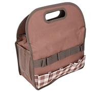 ANKROYU Garden Tool Bag Garden Tote Storage Bag Large Capacity Multi Pockets Organizer for Indoor Outdoor Gardening Made of 600D Oxford Cloth Size 35.5x17x40cm (Khaki Stripe Stitching) (Coffee