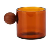 ANKROYU Glass Coffee Cup Clear Heatproof Glass Coffee Mug with Wooden Ball Handle for Office Bar Party (Brown)