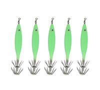 ANKROYU Glow in The Dark Fishing Lures 5Pcs 8cm Cuttlefish Squid Jig Artificial Bait with High Carbon Steel Hooks for Saltwater Freshwater Fishing (Luminous color) (Luminous green)