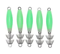 ANKROYU Glow in The Dark Octopus Lures, 5 PCS Luminous Saltwater Fishing Jigs with Double Hooks, Height Visibility Glowing Bait for Night Fishing, Rotating Design
