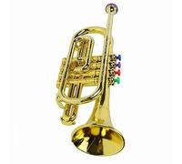 ANKROYU Gold Trumpet with 4 Colored Keys Educational Musical Instrument for Real Trumpet Sound Coordination Training Plastic Material Safe Durable