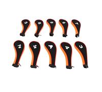 ANKROYU Golf Iron Head Covers 10 Pcs Set Premium Neoprene Zipper Club Protection for Irons Woods Hybrids Easy Identification Numbers Letters Washable Durable (Black Orange)