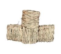 ANKROYU Grass Tunnel Toy Hideaway Safe Fun Exploration Straw House with Four Open Entrances for Hamsters Rats Ferrets Guinea Pigs Small Pets