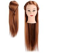 ANKROYU Hairdressing Mannequin Head, Light Brown Hair Braiding Styling Training Mannequin Head Cosmetology Mannequin Head (with Makeup)