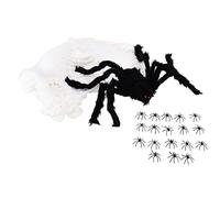 ANKROYU Halloween Spider Decorations Scary Fake Cobweb Set with Poseable Artificial Spider for Spook House Party Indoor Outdoor Decor Black Plush Iron Wire Reusable