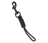 ANKROYU Hand Woven Diving Lanyard, 316 Stainless Steel Prevent Loss Strap for Flashlights Pressure Gauges Accessory Holder Gear, Underwater Safety Rope (Black)