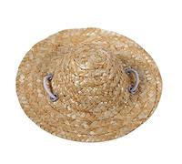 ANKROYU Handwoven Straw Pet Hat Adjustable Sun Hat for Small Dogs Cats Summer Outdoor Protection Fashionable Puppy Cat Costume Accessory Material (S)