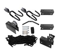 ANKROYU Heavy Duty Kayak Hoist Lift System with Rubber Coated Hooks 125 lbs Capacity Ceiling Mount Pulley Storage for Garage Canoe Bike Storage 12 Feet Height