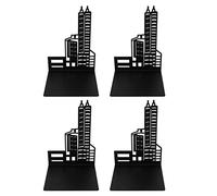 ANKROYU Heavy Duty Metal Bookends 4 Pack Black Architectural Style Book Holders with Non Slip Pads for Books DVDs CDs Magazines Video Games Office Home Shelf Organizer (S is very true)