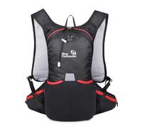ANKROYU Hiking Backpacking Backpack Water Resistant Lightweight 12L Large Capacity Adjustable Chest Strap Reflective Design for Camping Running Outdoor Adventures Black Grey Blue A (Black)