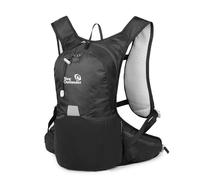 ANKROYU Hiking Backpacking Backpack Water Resistant Lightweight 12L Large Capacity Adjustable Chest Strap Reflective Design for Camping Running Outdoor Adventures Black Grey Blue A (All Black)