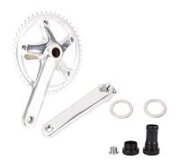 ANKROYU Hollow Integrated Crankset Set BCD144MM 48T Chainring Lightweight Aluminum Alloy Crankset for Road Mountain Cycling 8 to 12 Speed Gear Systems with Hollow Bottom Bracket (Silver)