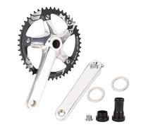 ANKROYU Hollow Integrated Crankset Set BCD144MM 48T Chainring Lightweight Aluminum Alloy Crankset for Road Mountain Cycling 8 to 12 Speed Gear Systems with Hollow Bottom Bracket (Black Silver)