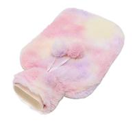 ANKROYU Hot Water Bottle 2000ml Extra Large Capacity Ultra Soft Plush Cover Premium Rubber Material For Pain Relief Muscle Soreness Period Cramps And Warmth (Black) (Beige) (Blue) (Colored Red Blue