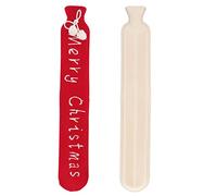 ANKROYU Hot Water Bottle Large 2000ML Extra Long Rubber Hot Water Bag Fast Heating Warm Water Bottle for Waist Back Pain Relief Winter Warmth (Red Christmas)