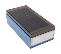 ANKROYU Index Card Holder Blue Extendable Ends Extra Large Capacity Clear Plastic Sliding Mechanism Business Credit Card Storage Box for Office Desk Organization