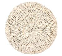 ANKROYU Japanese Style Round Tatami Hand Woven Floor Cushion Meditation Yoga Pillow Floor Pouf Mat Corn Bran Silk Floss Filler 40x40x6cm