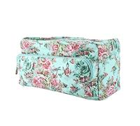 ANKROYU Knitting Bag Crochet Hook Case Organizer Lightweight Durable Oxford Cloth Green Print Pattern Storage for Travel Office Home DIY Craft Supplies Beginners Professional Weave