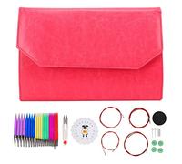 ANKROYU Knitting Kit Circular Needle Set 12 Different Sizes Comfortable Grip Glossy Polished Acrylic Material Crochet Supplies for Beginners Adults Kids Socks Hats Sweaters (12-pad rose red packaging)