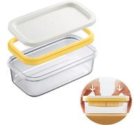 ANKROYU Large Butter Dish with Cutter, Porcelain Butter Container, Cheese & Butter Storage Box, Clear, 6.7 x 3.9 x 2.8 in