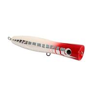 ANKROYU Large Popper Fishing Lure, Solid Basswood Surfaces Lure 5.5 in 1.6 oz, Reflective Colors for Water Splash Attraction, Saltwater Freshwater Top Water (02#)