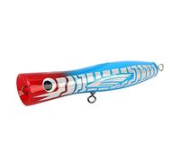 ANKROYU Large Popper Fishing Lure, Solid Basswood Surfaces Lure 5.5 in 1.6 oz, Reflective Colors for Water Splash Attraction, Saltwater Freshwater Top Water (01#)