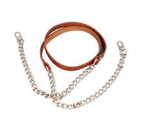 ANKROYU Leather Purse Handle Chain Metal Adjustable Shoulder Strap Replacement Durable Cowhide DIY Crossbody Bag Strap for Women Handbags Tote Bags 47.2 Inches Long (Brown)