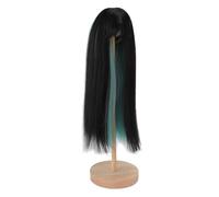 ANKROYU Long Straight Doll Wig High Temperature Fiber Two Tone Hair Replacement for 1/4 Scale Dolls 18.5 21cm 7.3 8.3in Head Circumference DIY Styling Accessory (Black Green)