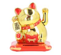 ANKROYU Lucky Waving Cat Solar Powered Automatic Arm Moving Fortune Cat Handcrafted Plastic Figurine for Office Desk Car Dashboard Home Decoration Wealth Prosperity Gift